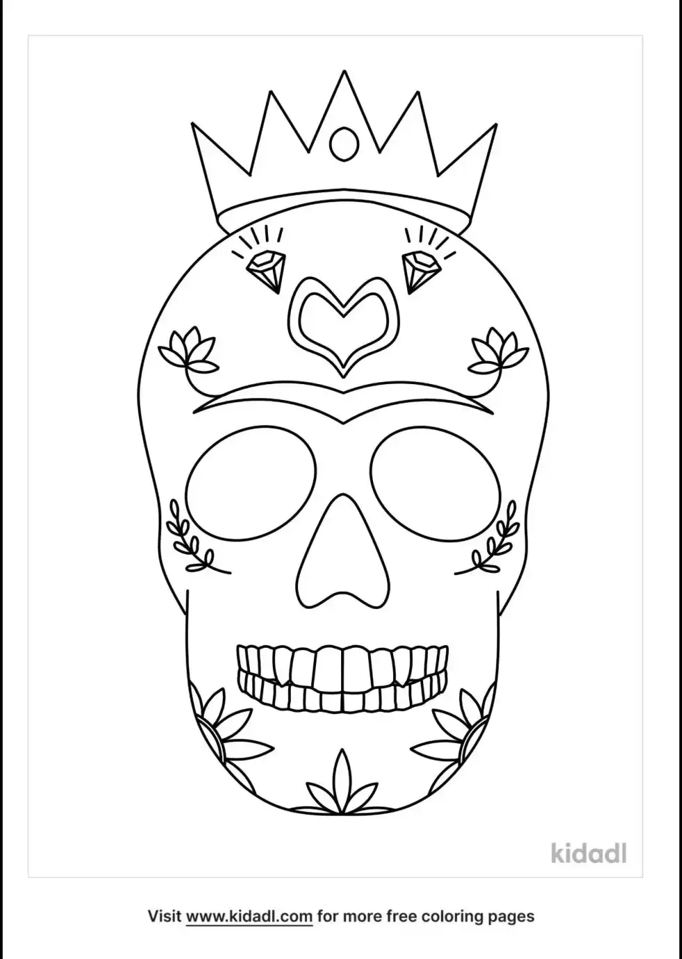 Sugar Skull With Crown Coloring Page