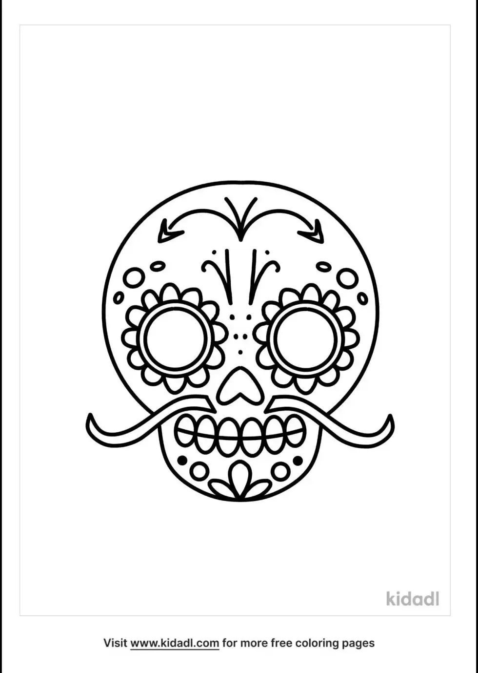Sugar Skull Mustache Coloring Page