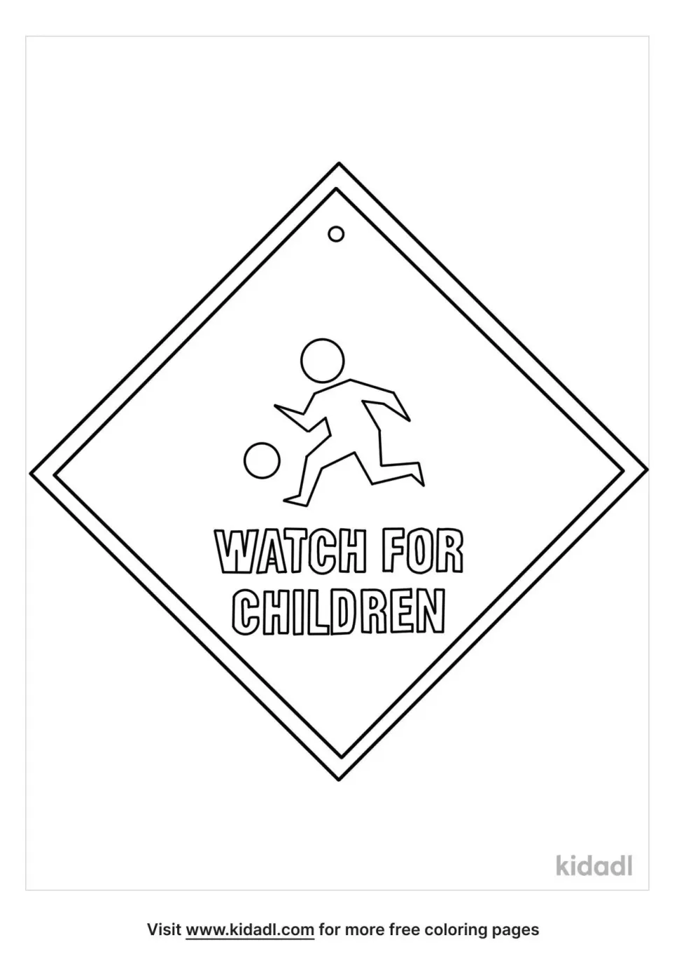 Watch For Children Sign Coloring Page