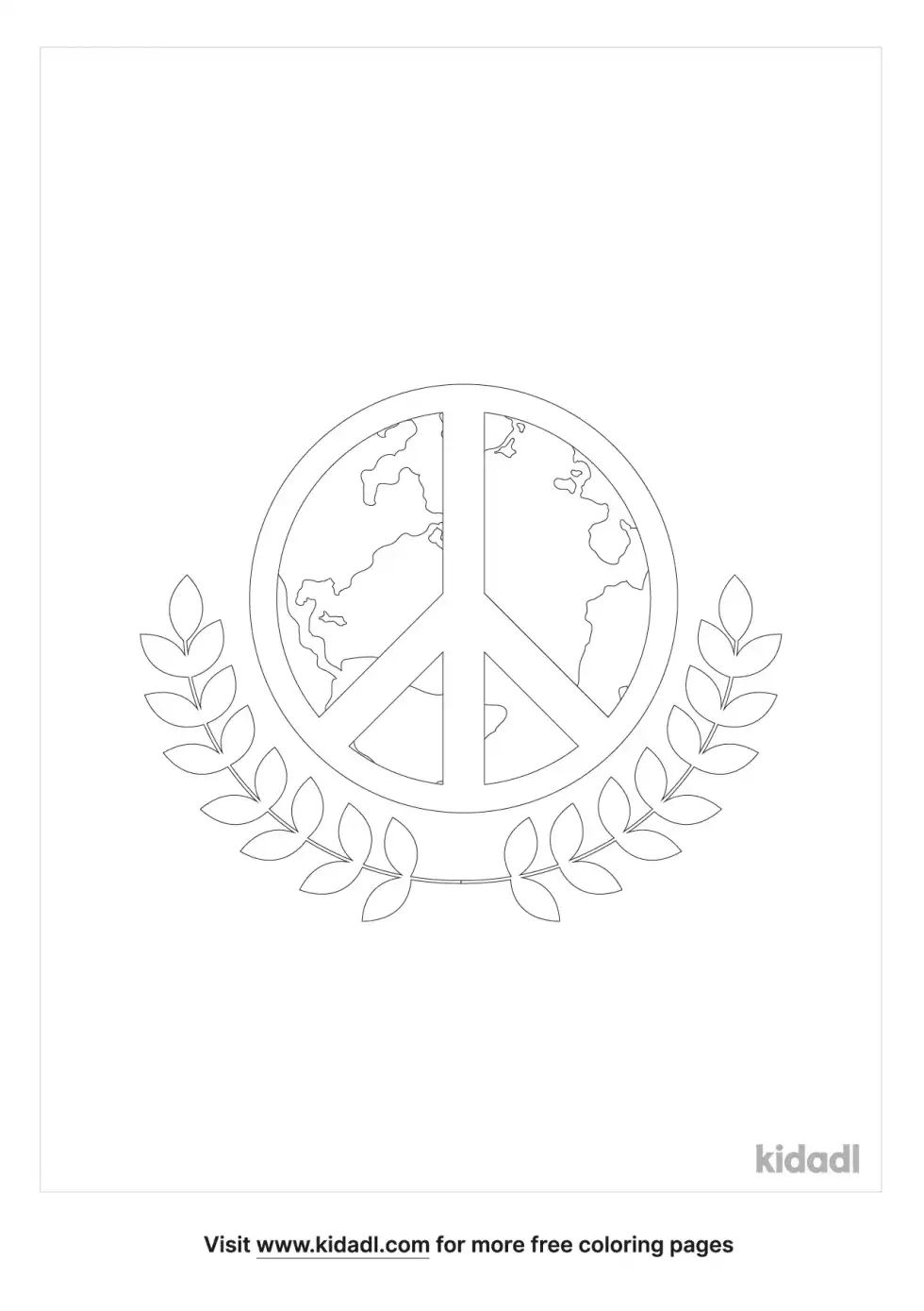 Globe With Peace Sign Coloring Page