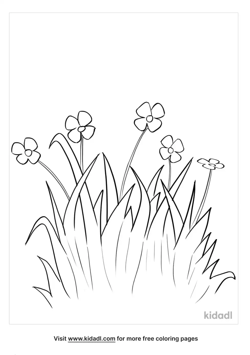 Grass And Flower Coloring Page