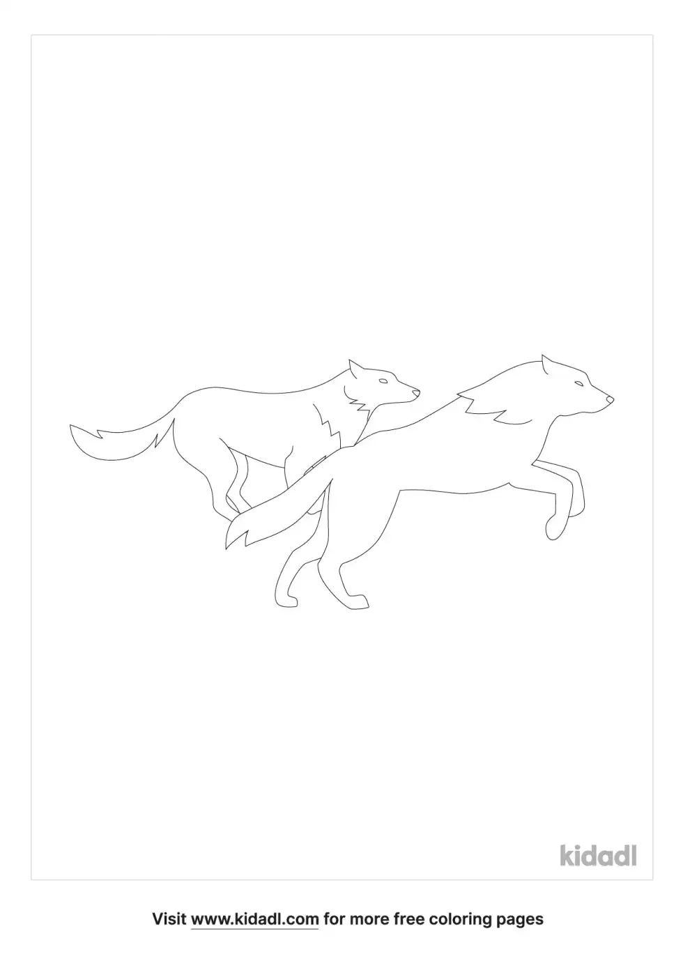 Wolves Running Coloring Page