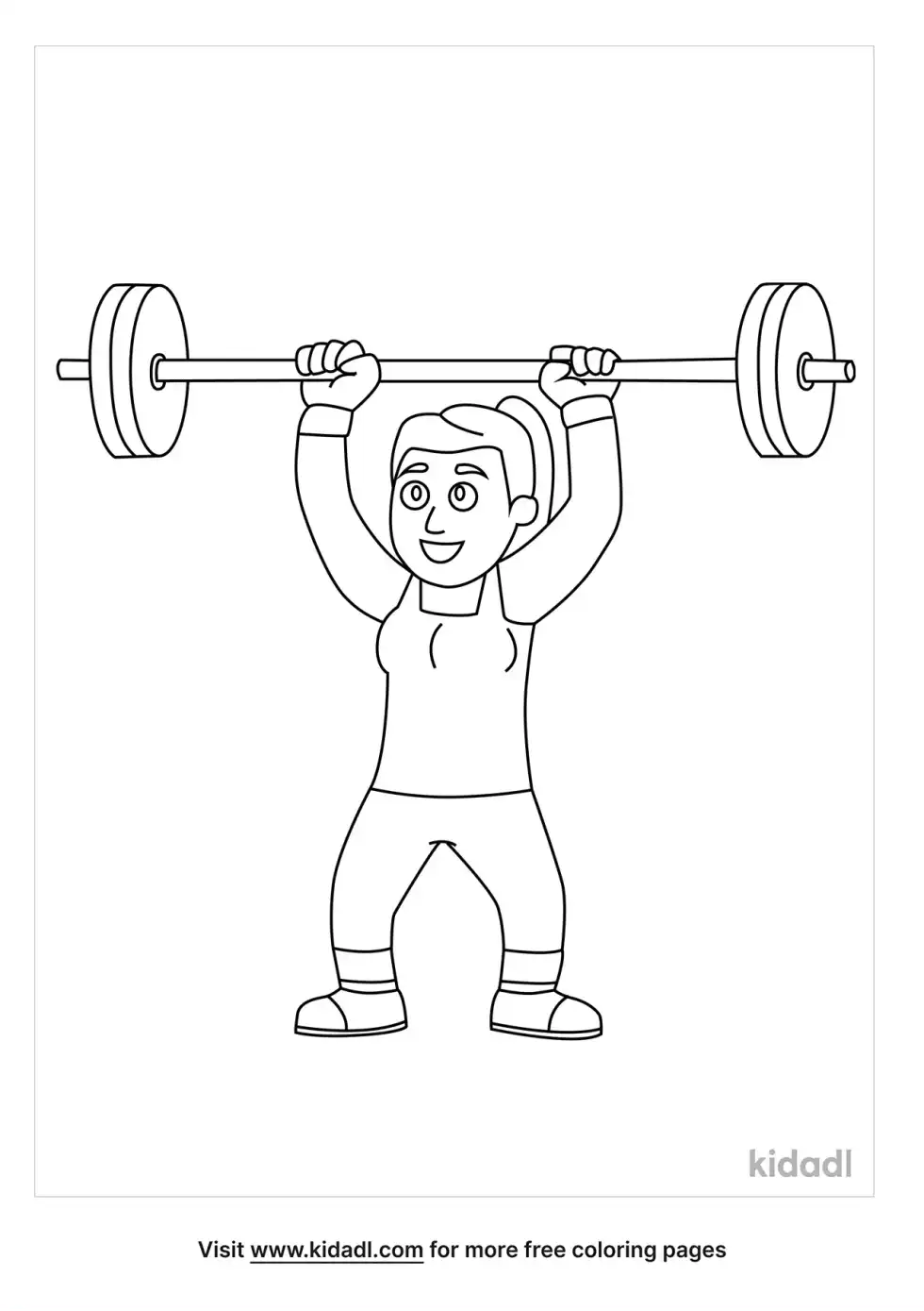 Woman Powerlifter Coloring Page