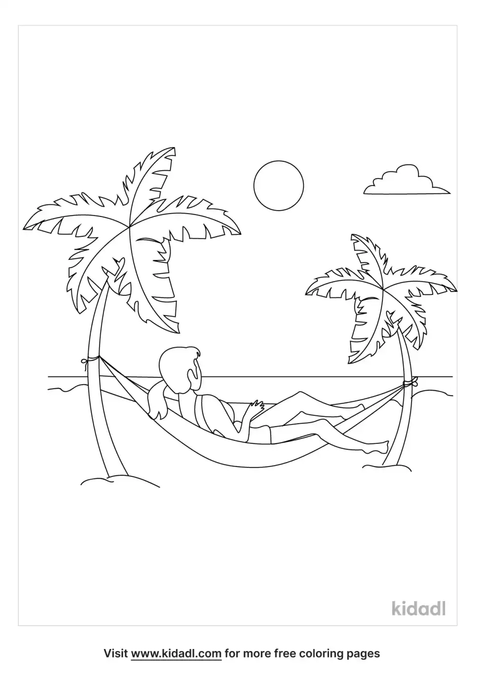 Girl In Hammock Coloring Page