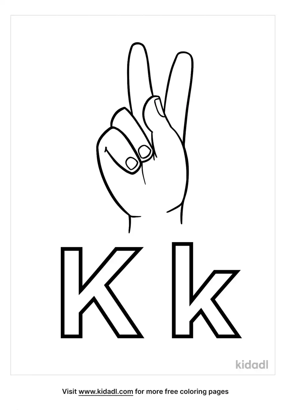 Sign Language Letter K Coloring Page
