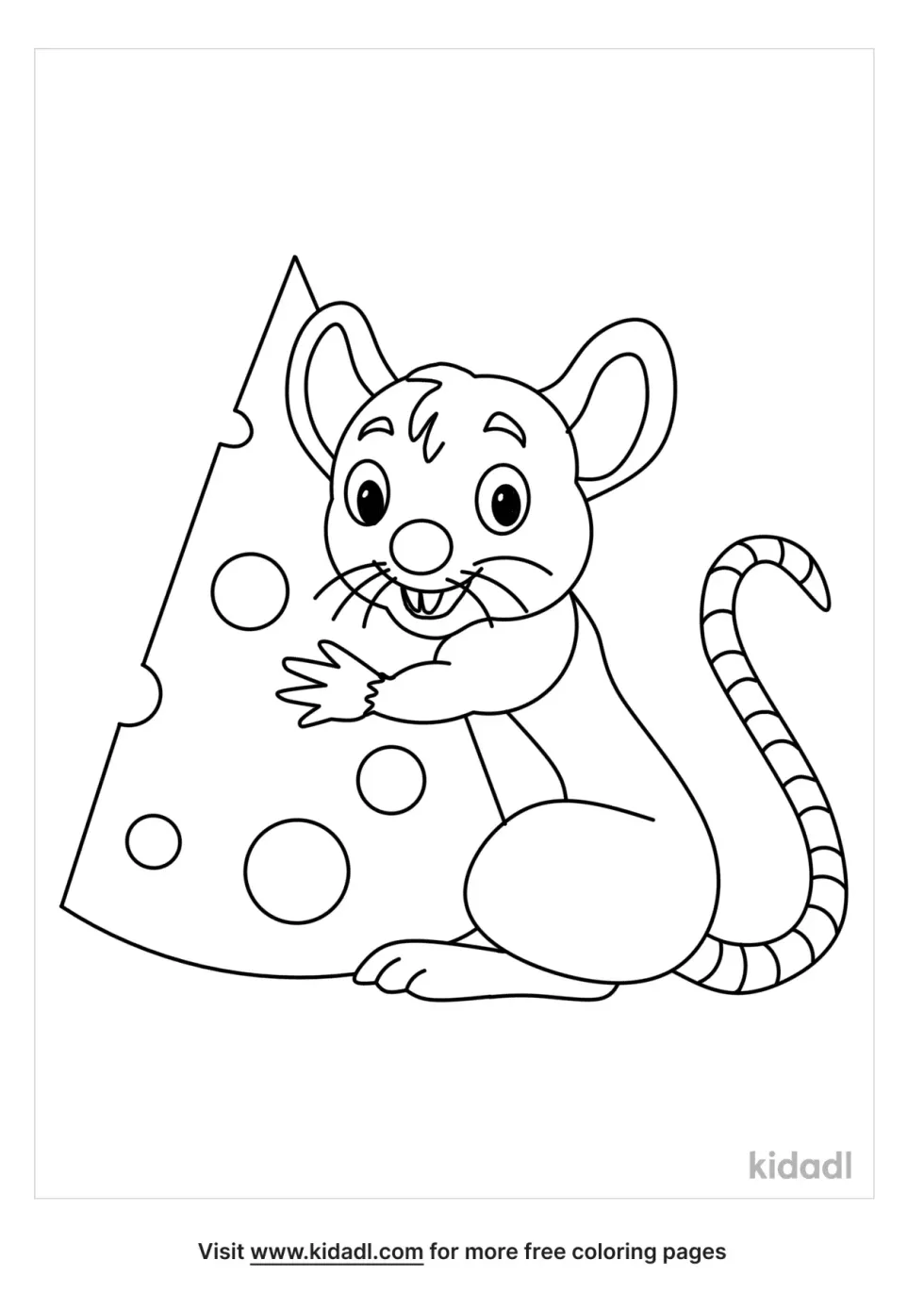 Cartoon Mouse With Cheese Coloring Page