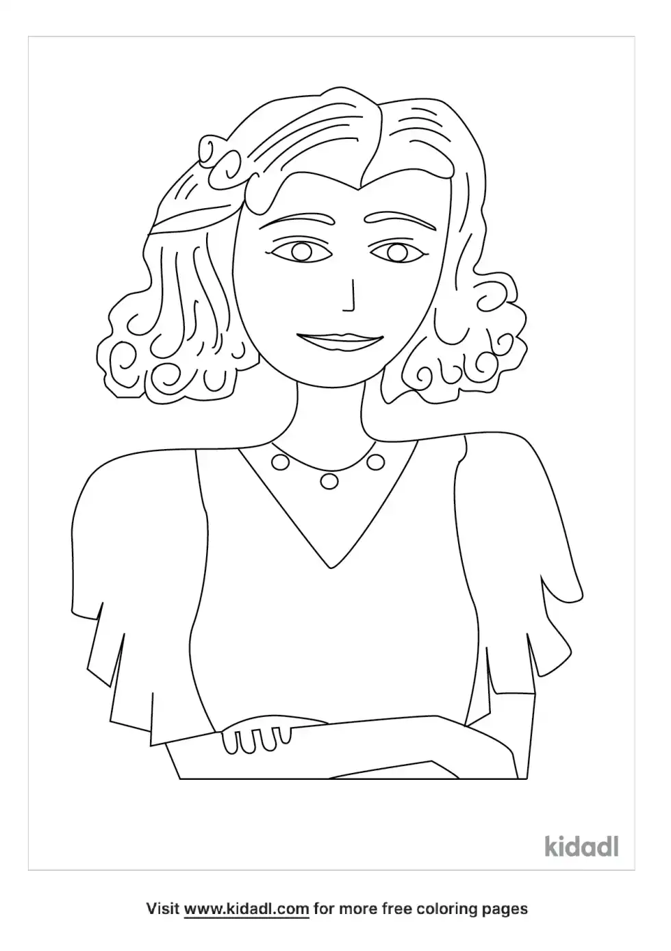 Curly Haired 1930s Woman Coloring Page