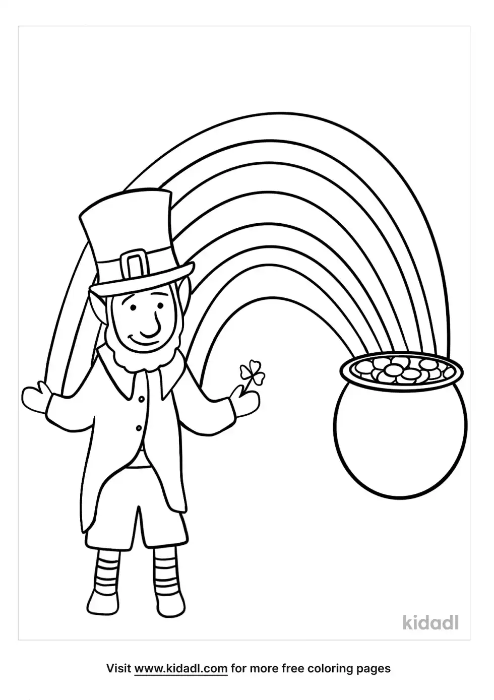 Leprechaun And Rainbow Coloring Page