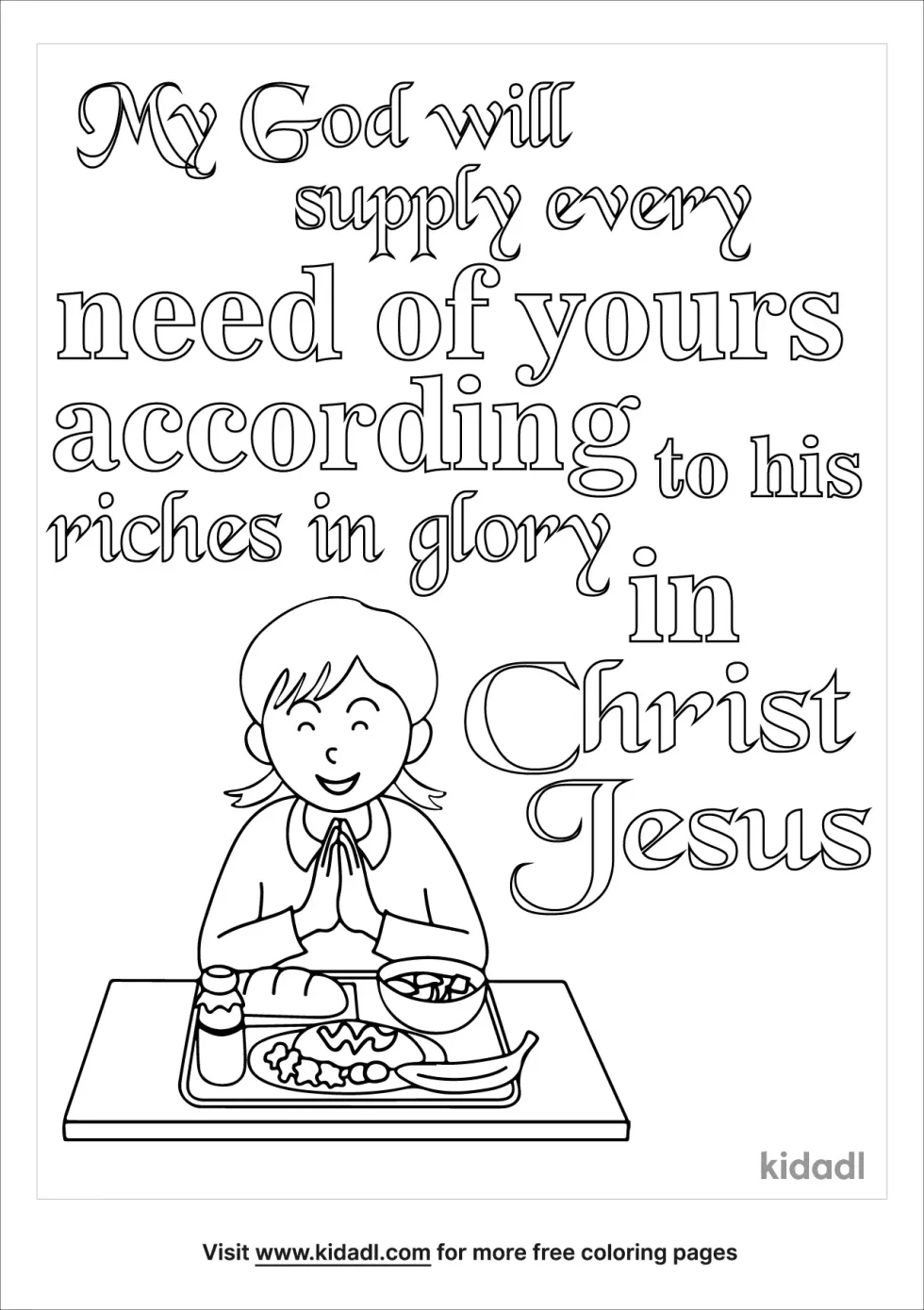 My God Shall Supply All Your Needs Coloring Page