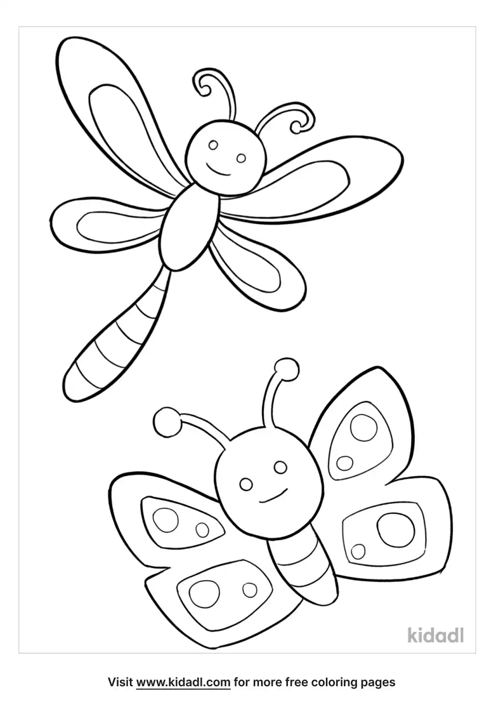 Dragonfly And Butterfly Coloring Page