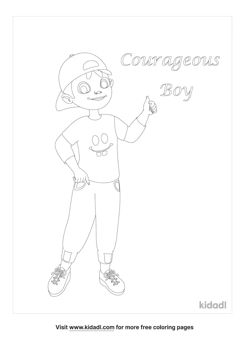 Boy Being Courageous Coloring Page