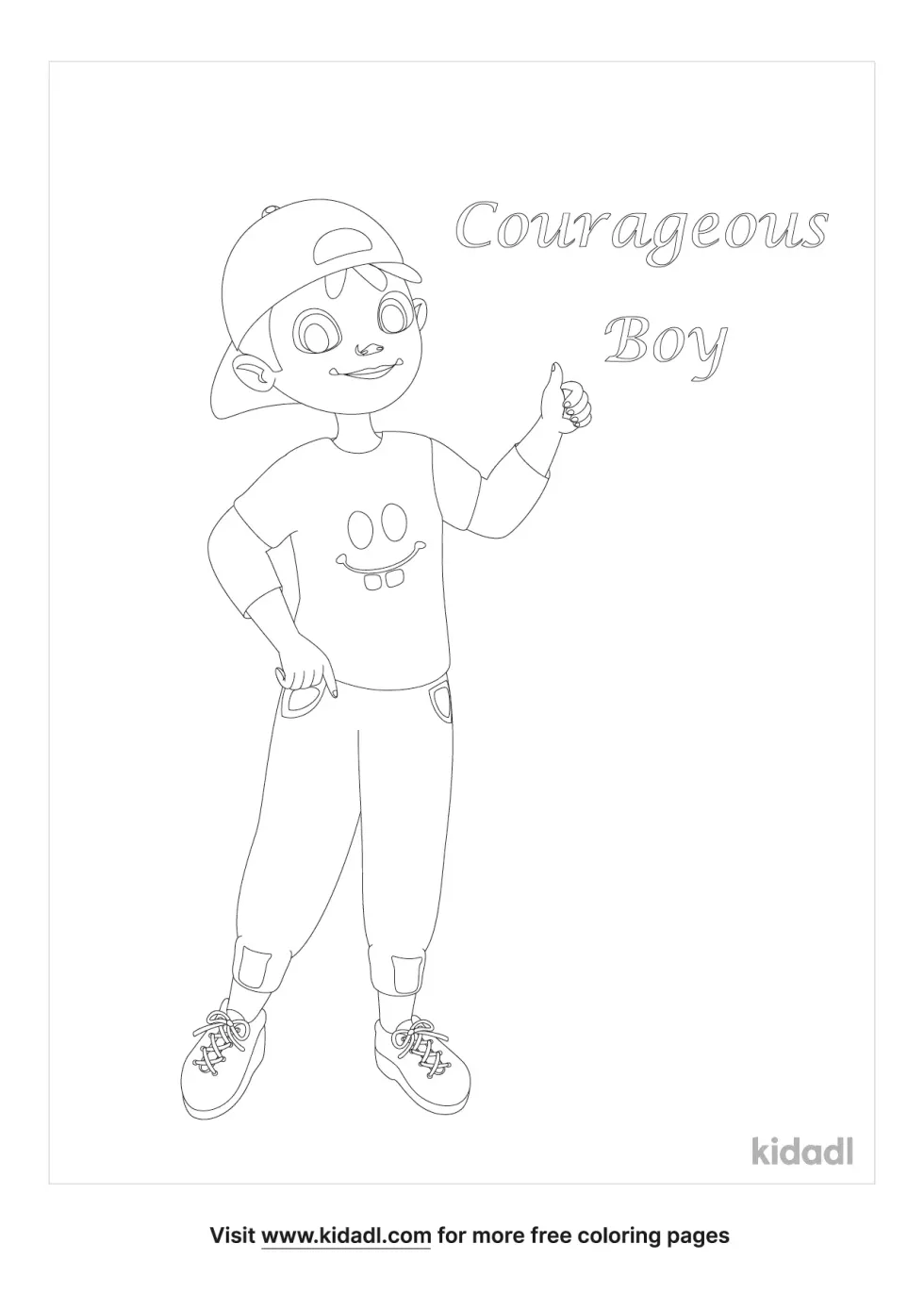 Boy Being Courageous Coloring Page