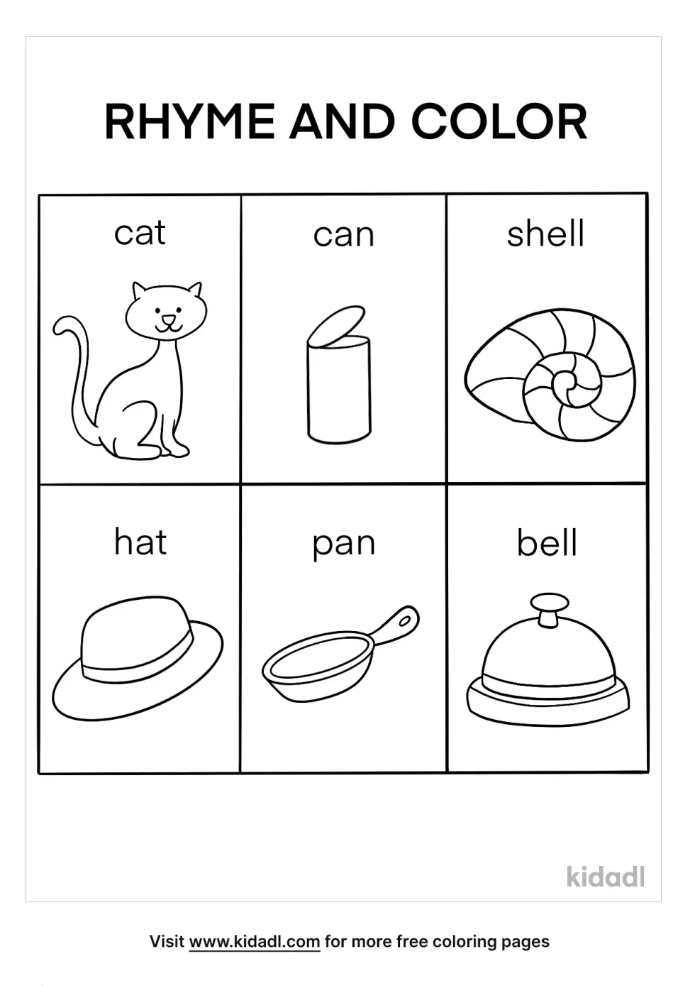 Rhyming Words Coloring Page