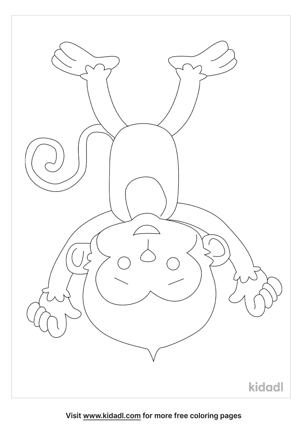 Little Monkey Upside Down Coloring Page