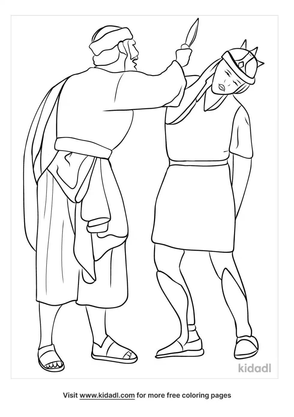 Peter Cuts Off Soldier's Ear Coloring Page