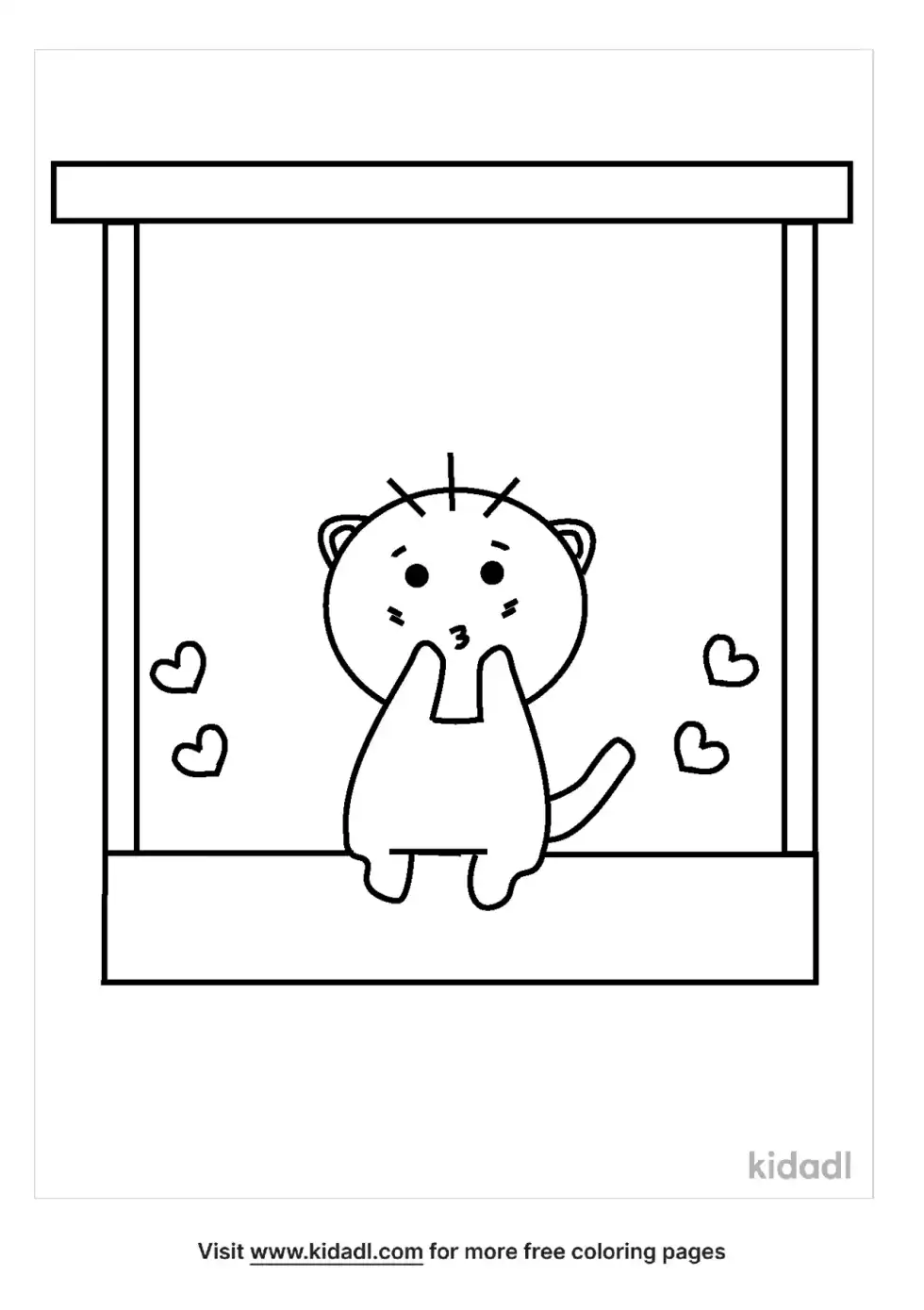 Chibi Cat Sitting Coloring Page