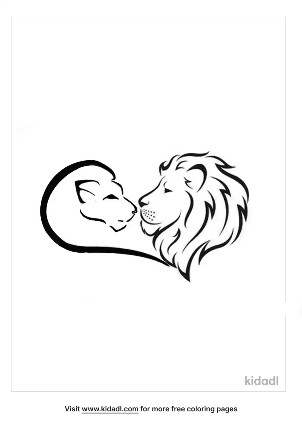 Male Lion And Cub Coloring Page