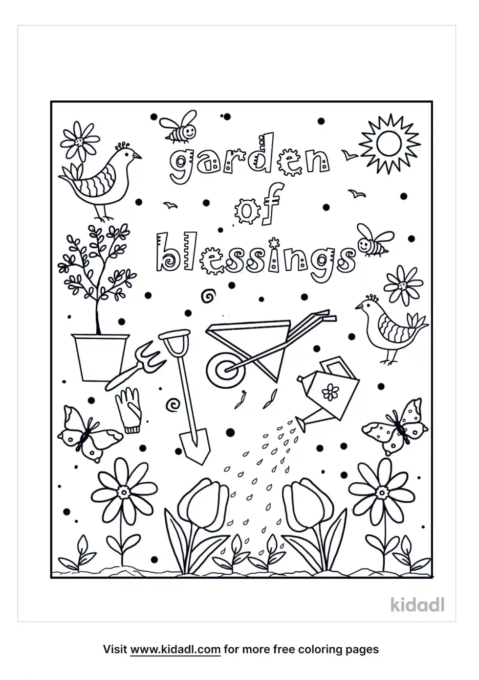 Garden Of Blessings Doodle Coloring Page