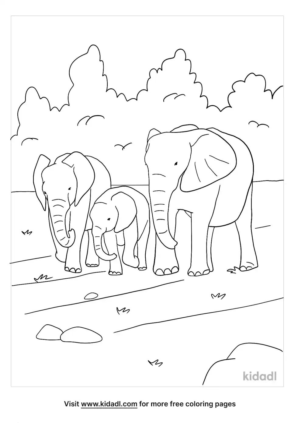 Elephant Family Coloring Page