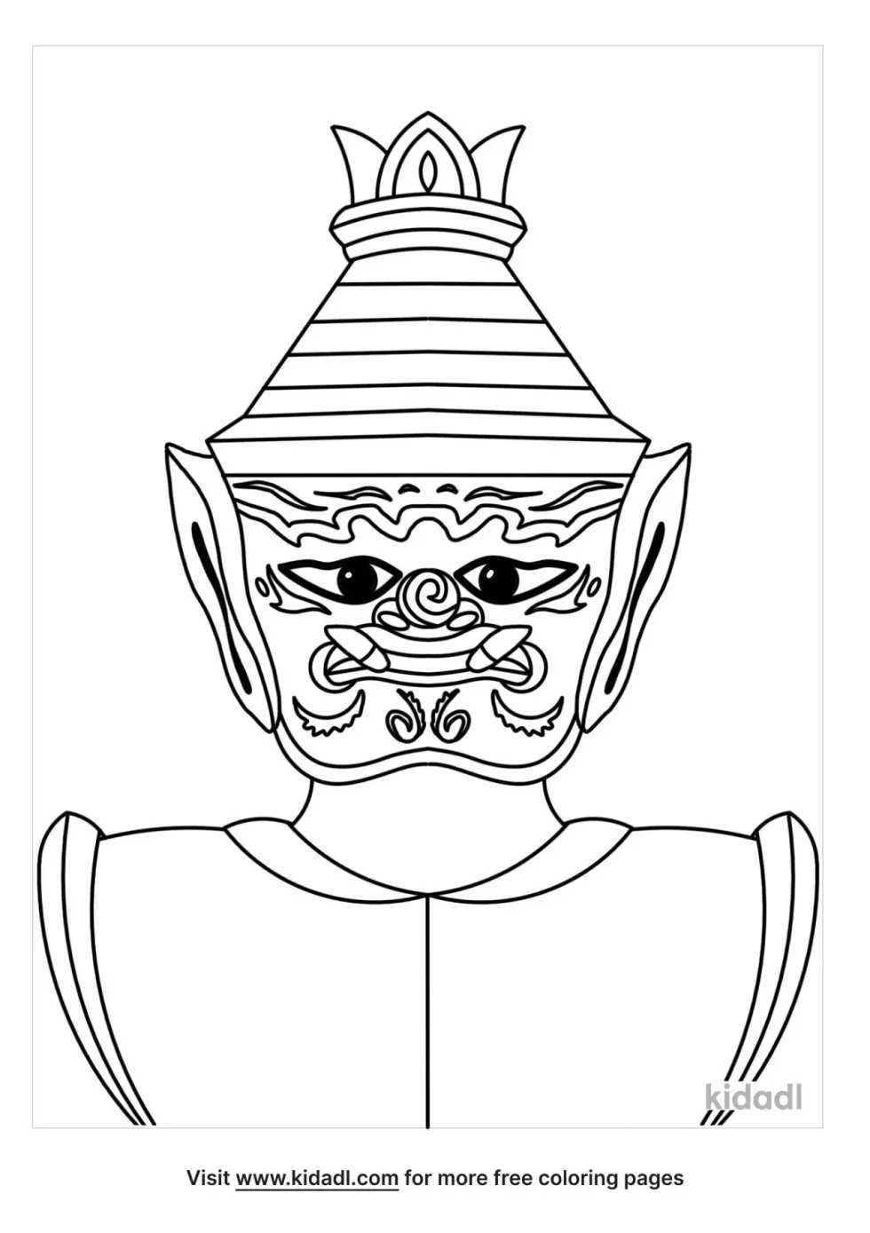 Thai Spiritual Protector Yak Coloring Page