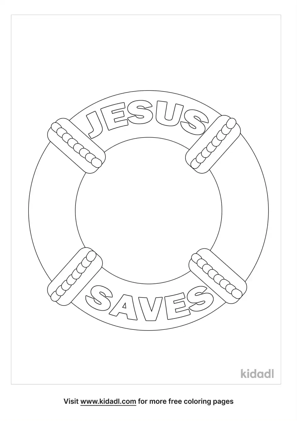 Jesus Saves Life Preserver Coloring Page