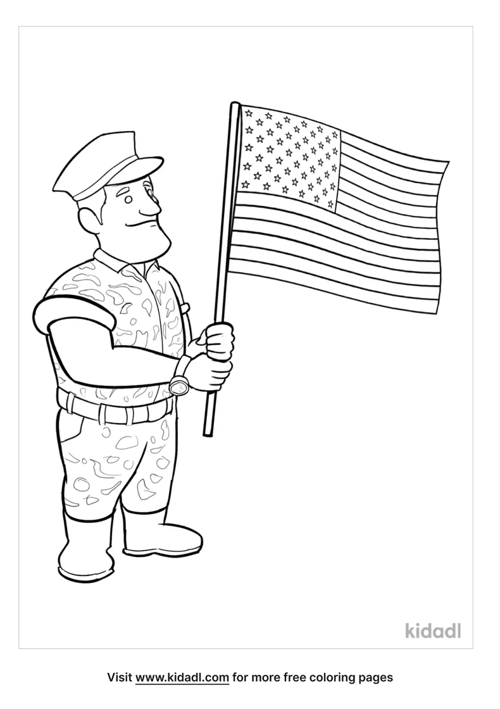 Soldier Holding An American Flag