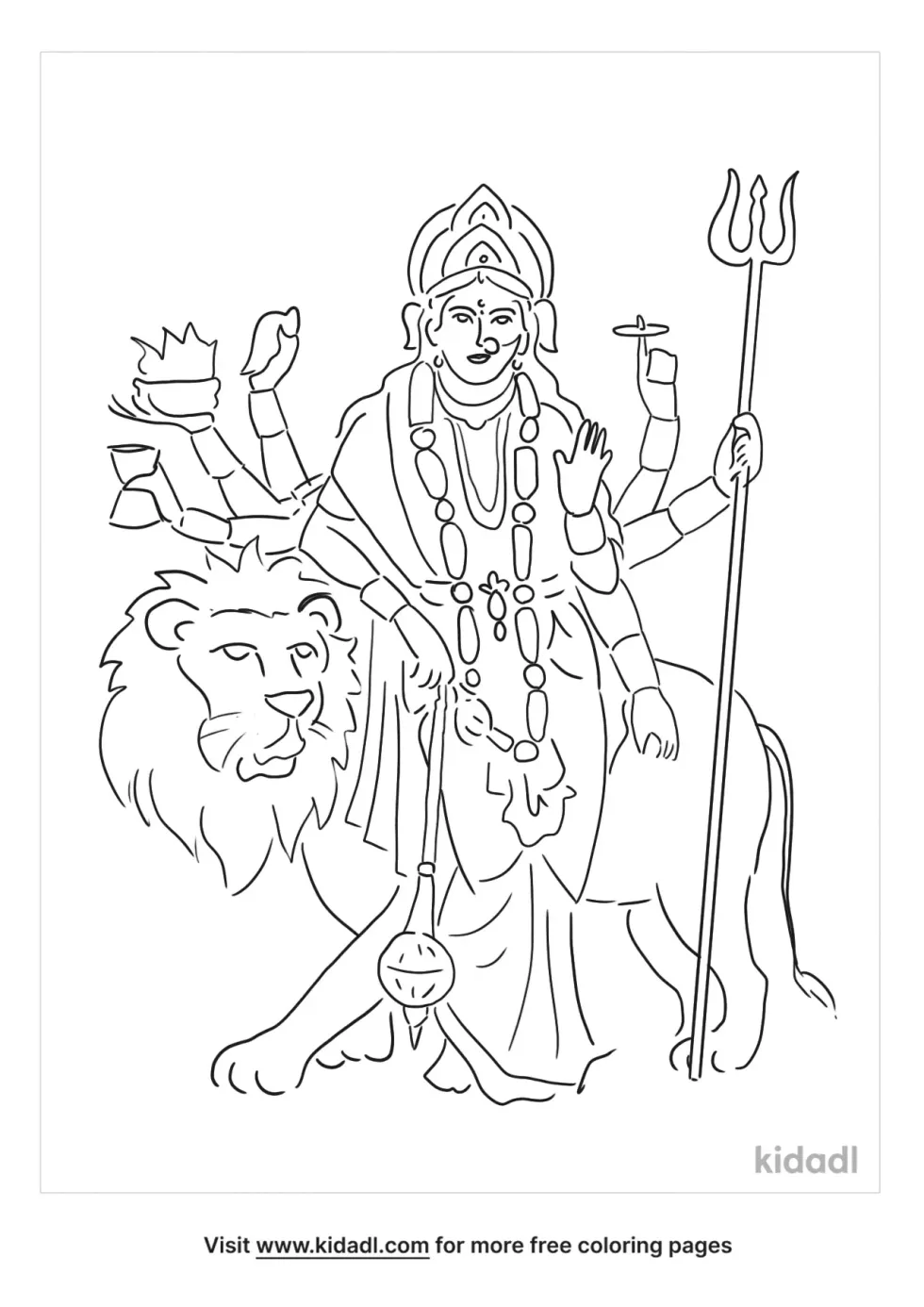 Goddess With Lion Coloring Page