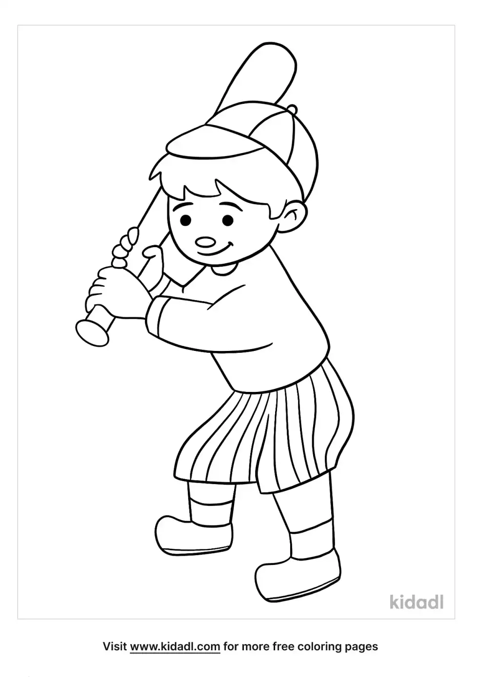 Little Boy Playing Baseball Coloring Page
