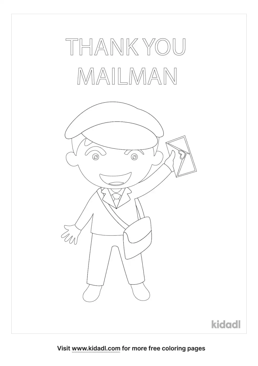 Thank You Mailman Coloring Page