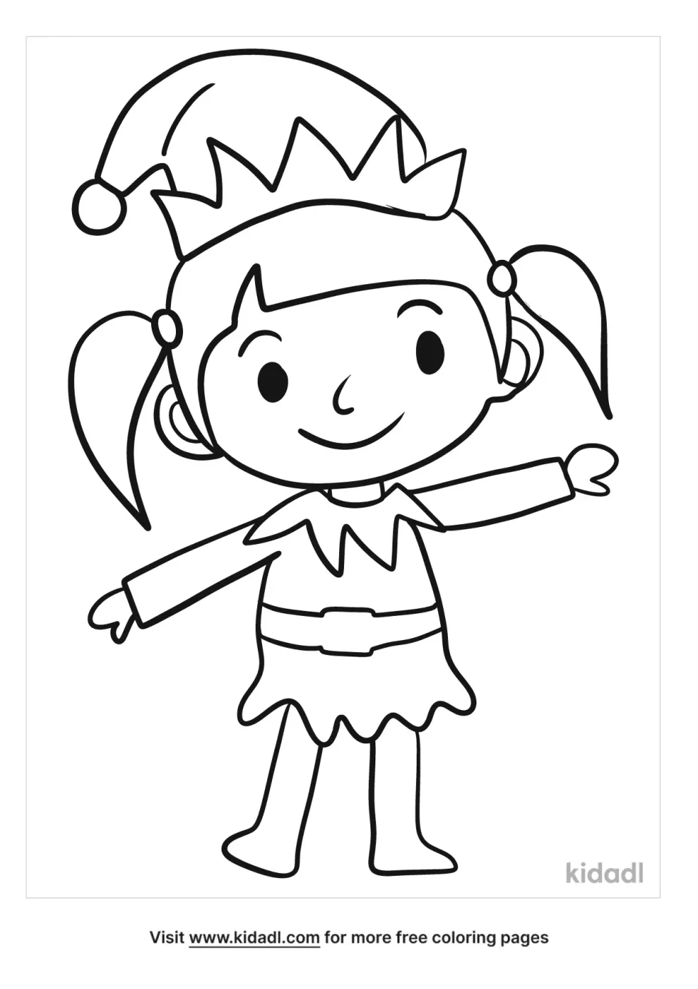 Cute Girl Elf Coloring Page