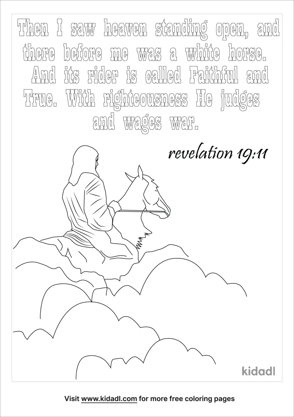 Revelation 19:11 Coloring Page
