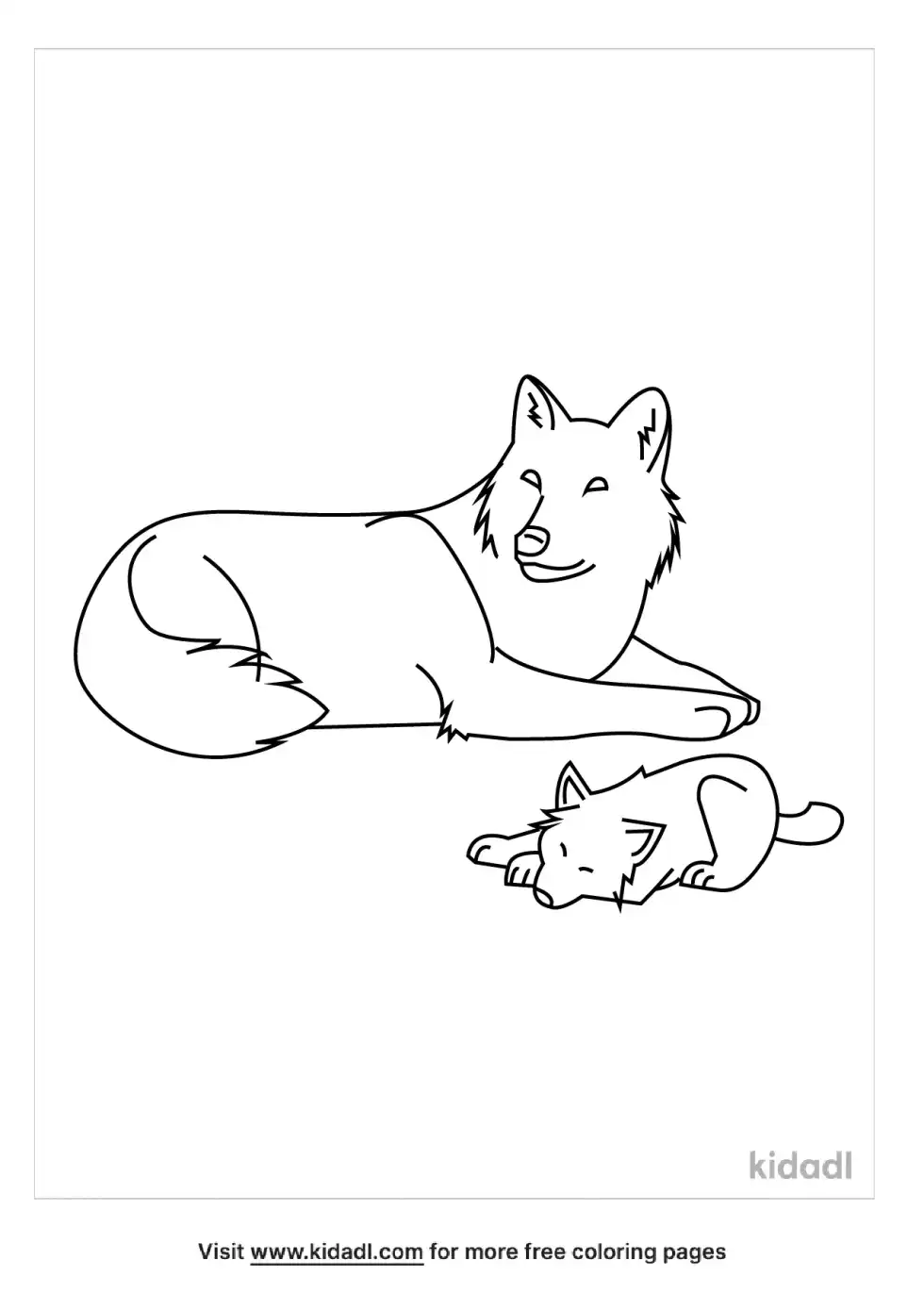 Wolves Laying Down Coloring Page