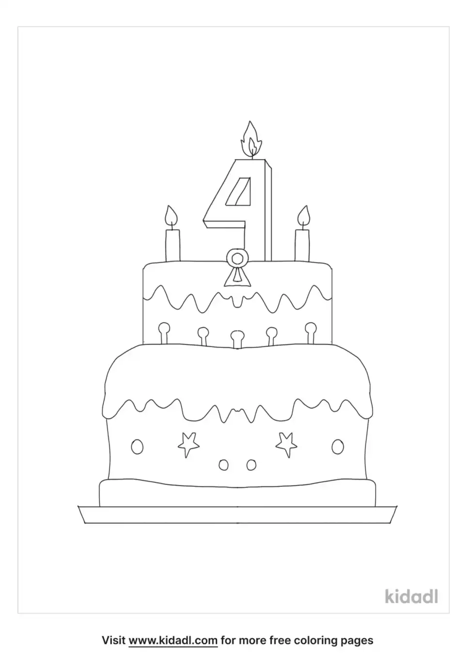 Birthday 4 Years Old Coloring Page