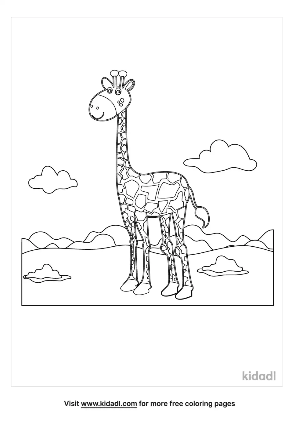 Giraffe In Its Habitat Coloring Page