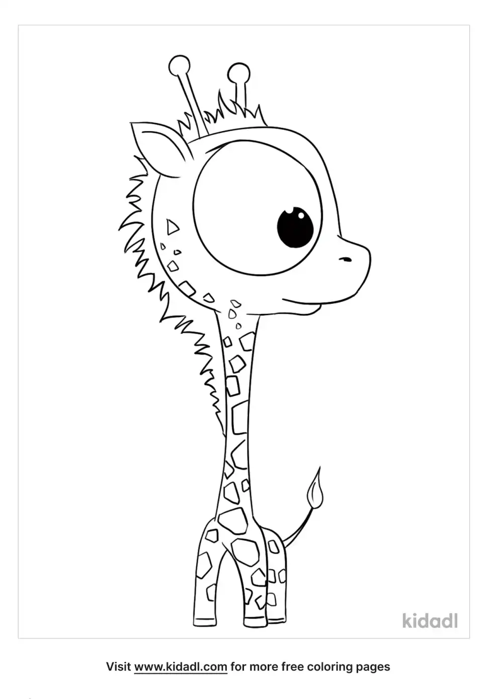 Giraffe With Big Eyes Coloring Page