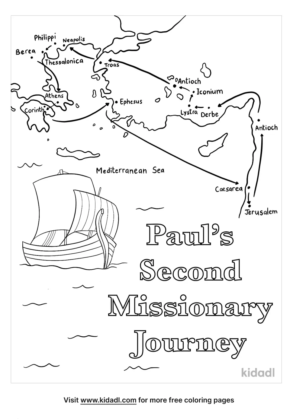 Paul's Second Missionary Journey Coloring Page