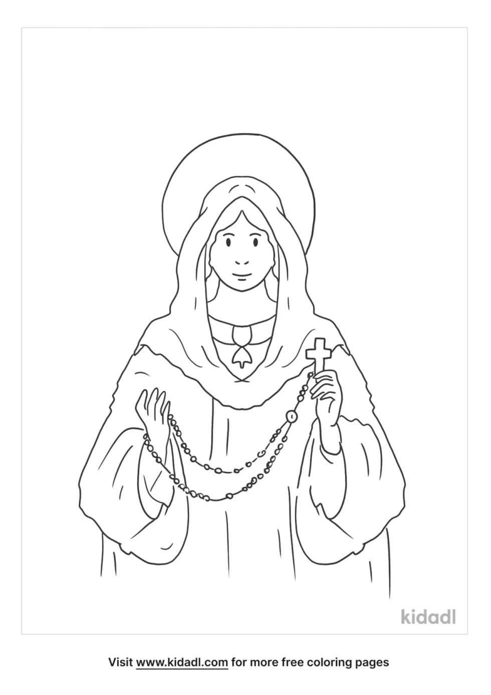 Mary And Rosary Coloring Page