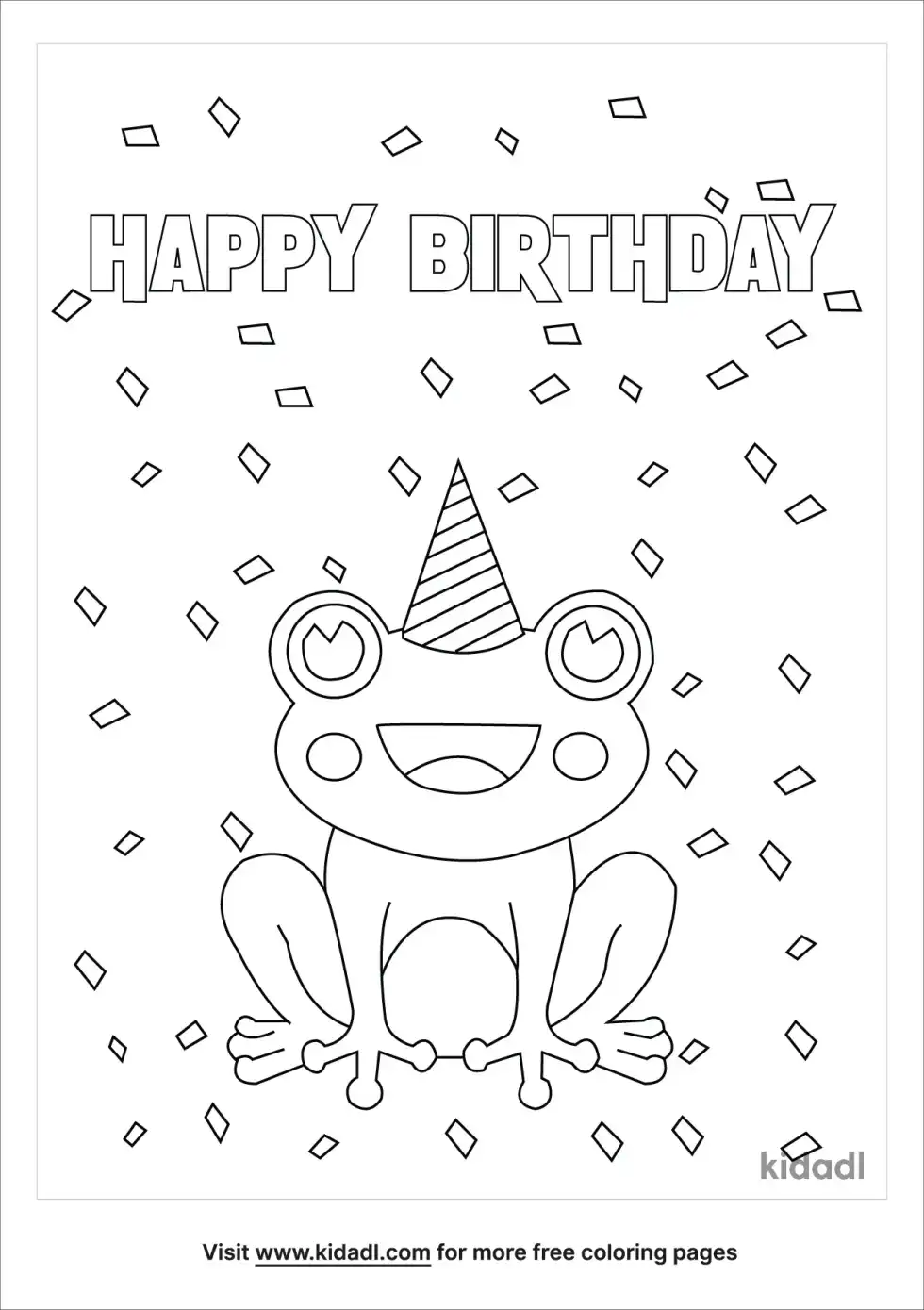 Frog Birthday Coloring Page
