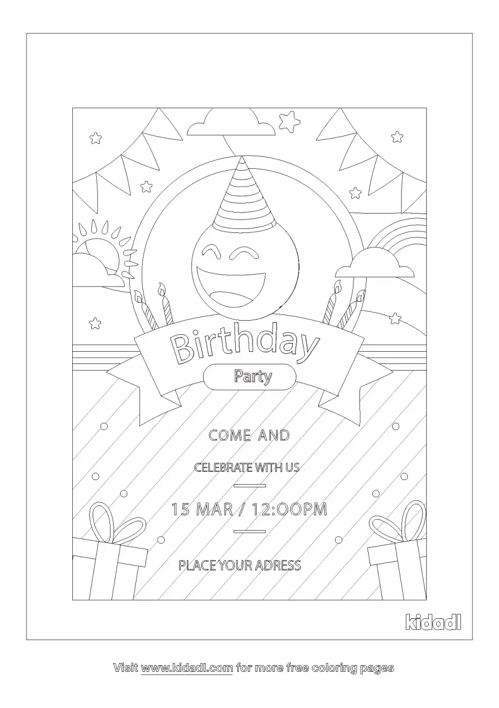 Birthday Invitations Coloring Page