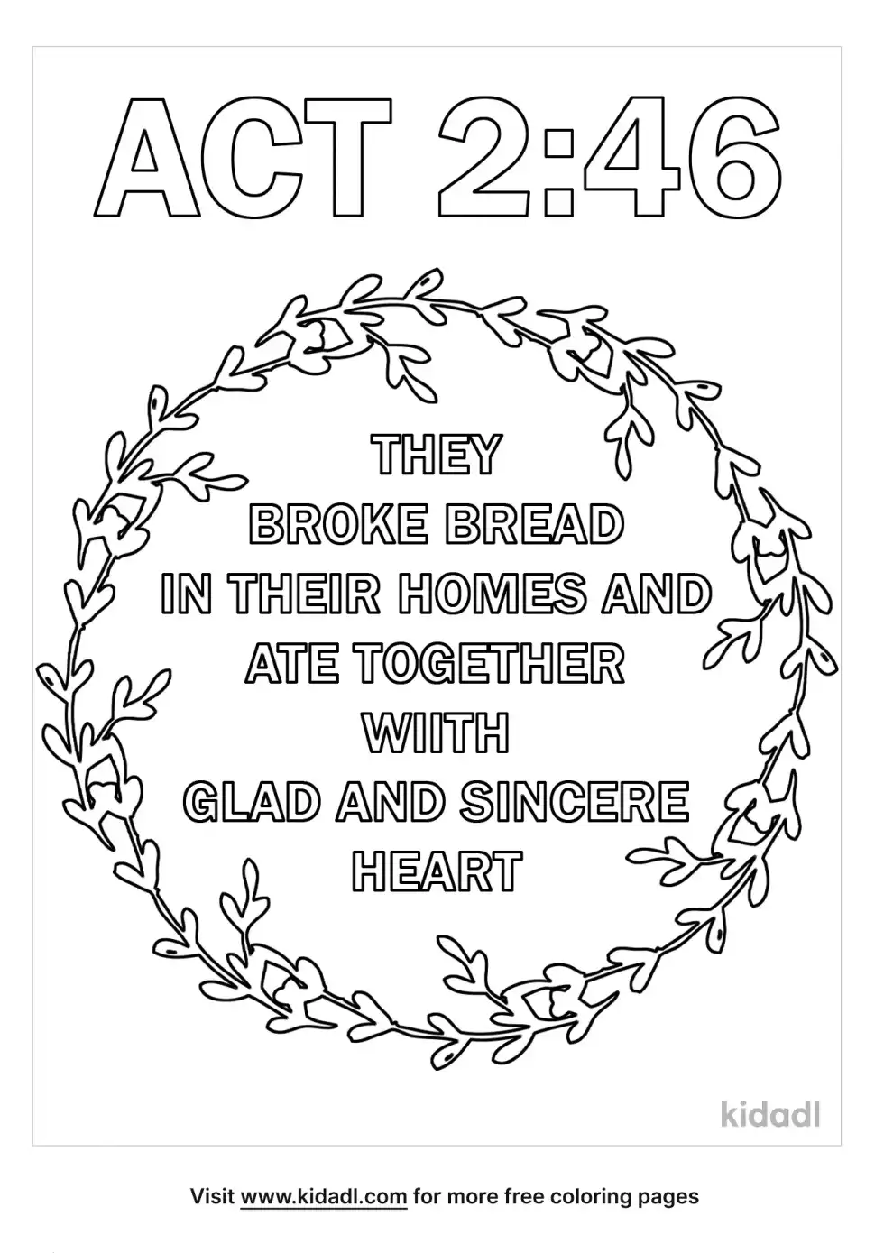 Acts 2: 46 Coloring Page