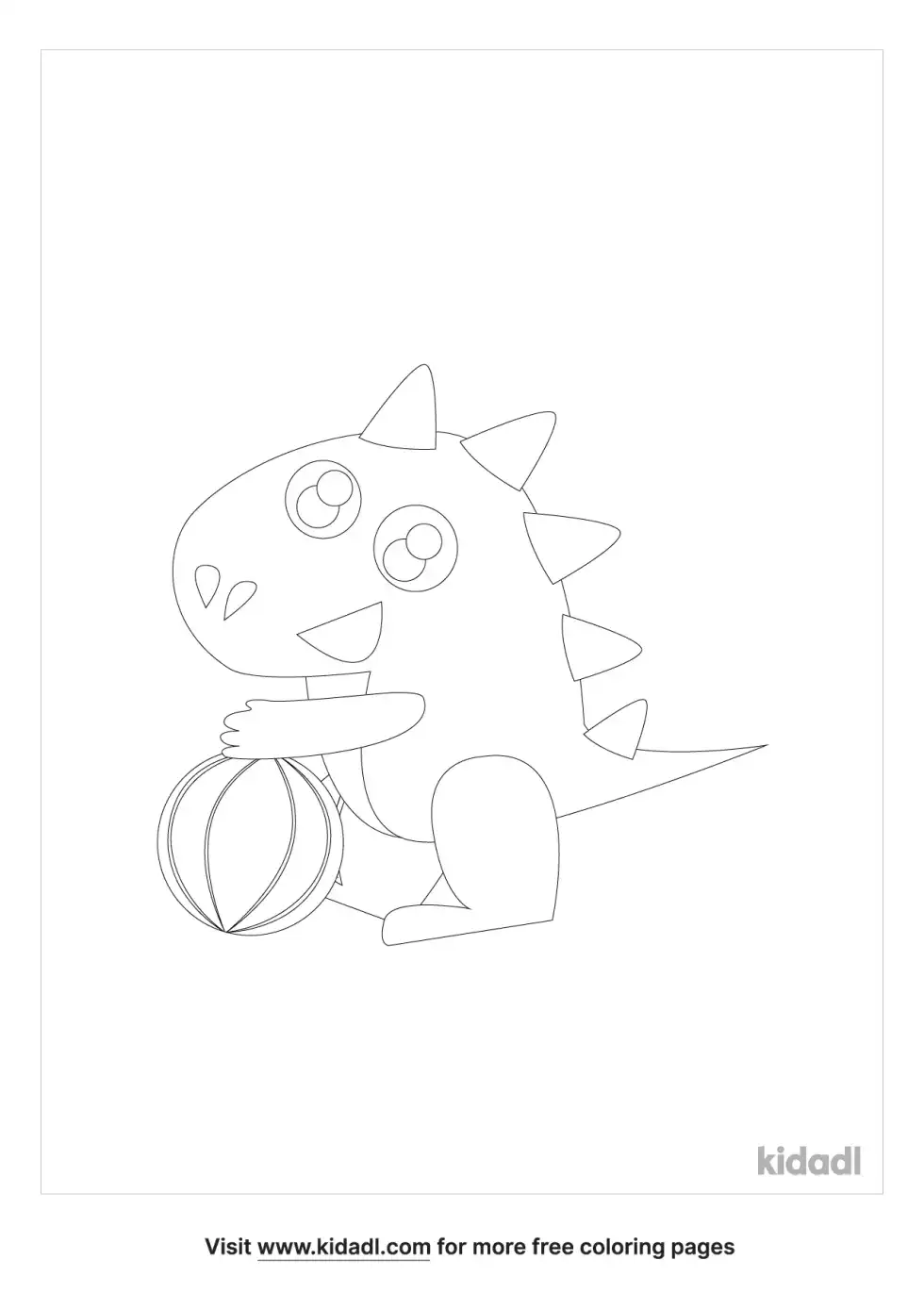 Cartoon Dragon With A Basketball Coloring Page