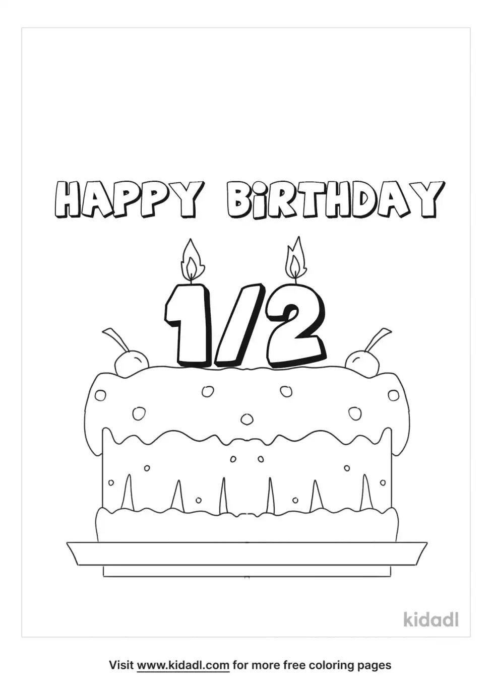 Happy 1/2 Birthday Coloring Page