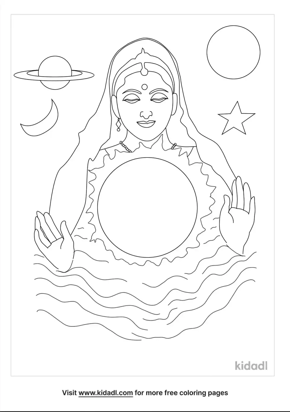 Divine Mother Goddess Of The Universe Coloring Page