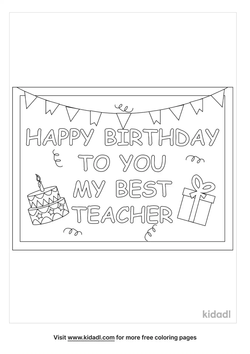 Happy Birthday For Teacher Coloring Page