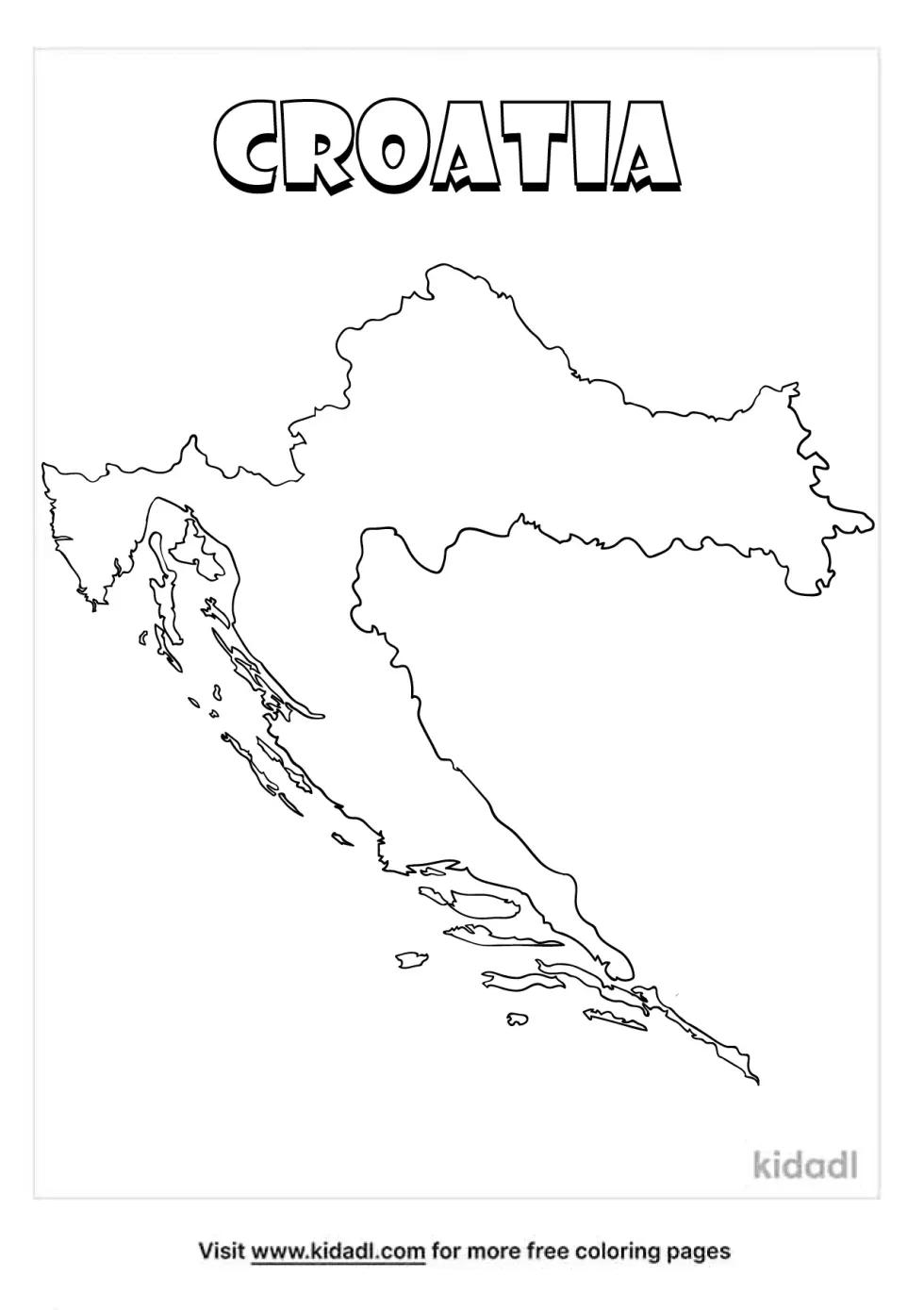 Map Of Croatia Coloring Page | Kidadl