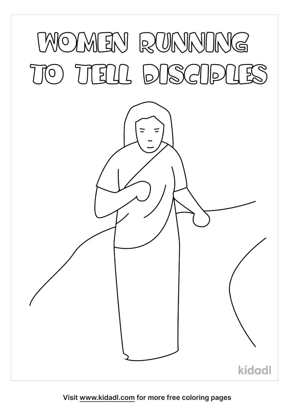 Woman Running To Tell Disciples Coloring Page