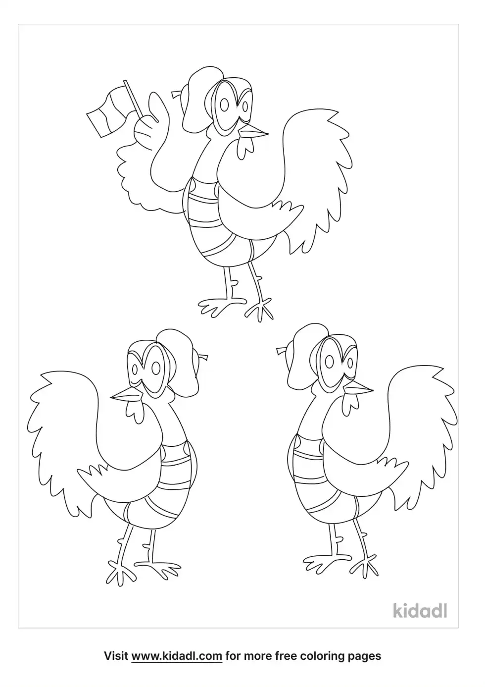 Three French Hens Coloring Page