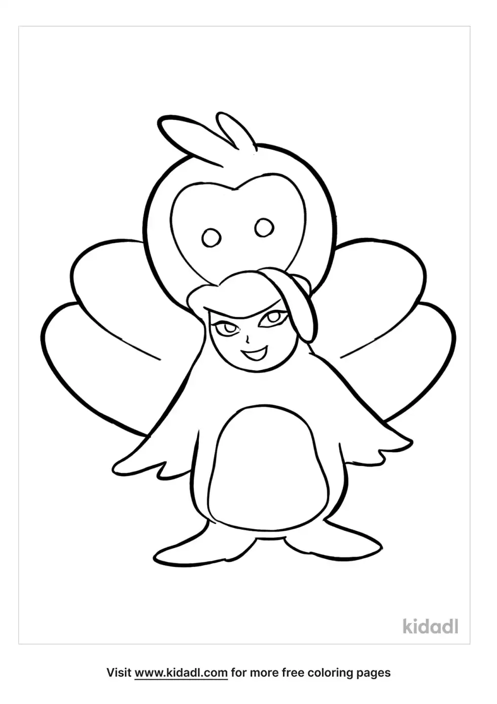Girl Turkey In Disguise Coloring Page