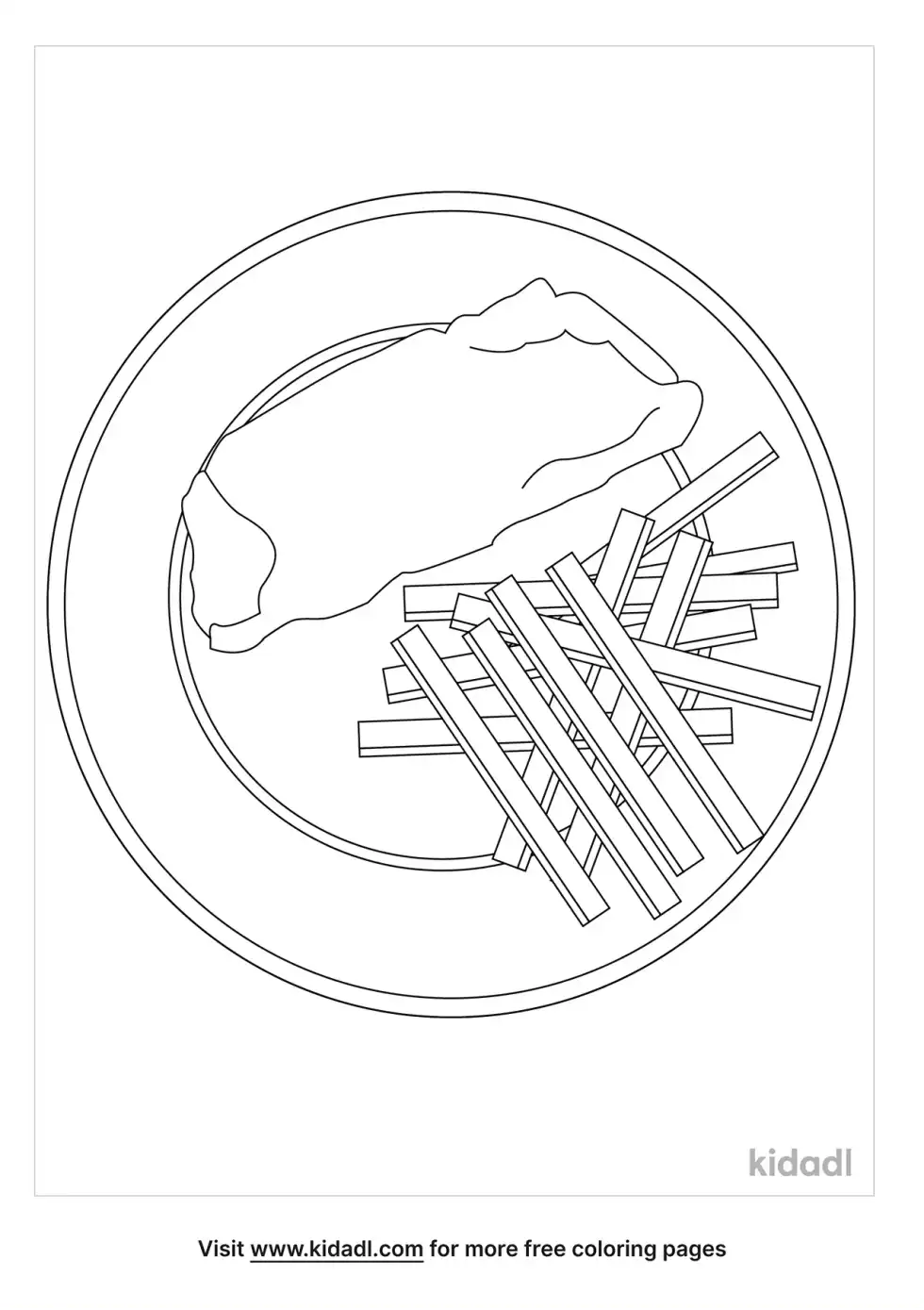 Fish And Chips Coloring Page