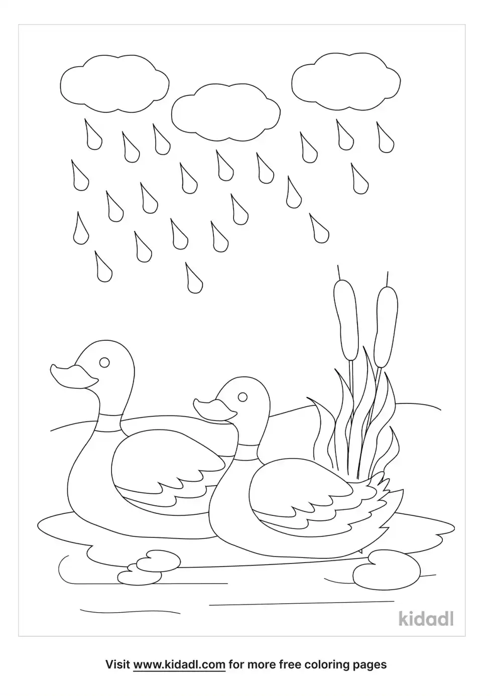 Ducks In The Rain Coloring Page